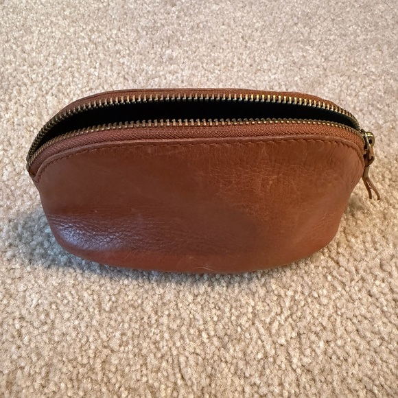 Madewell Brown Leather Zip Cosmetic Pouch - Picture 3 of 4